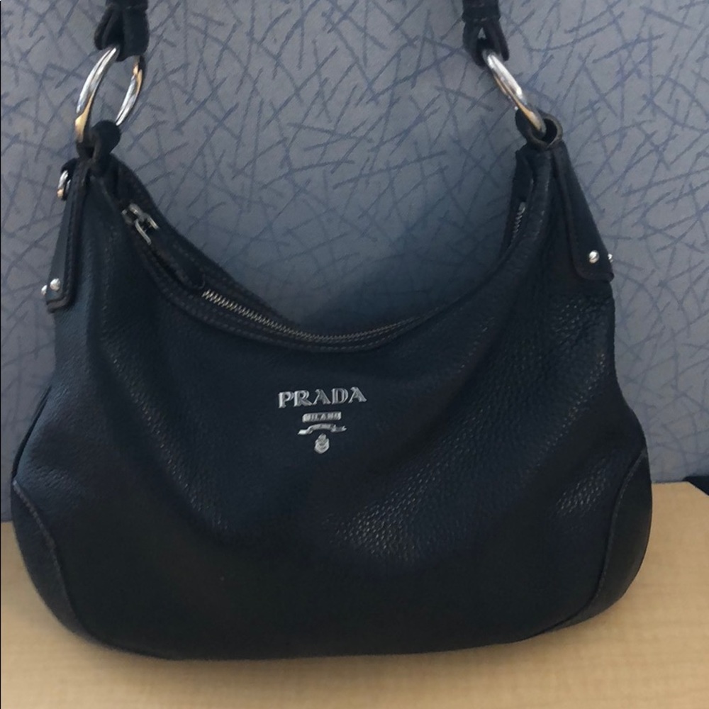 Prada Vitello Daino Black Leather Hobo Bag - Picture 3 of 7